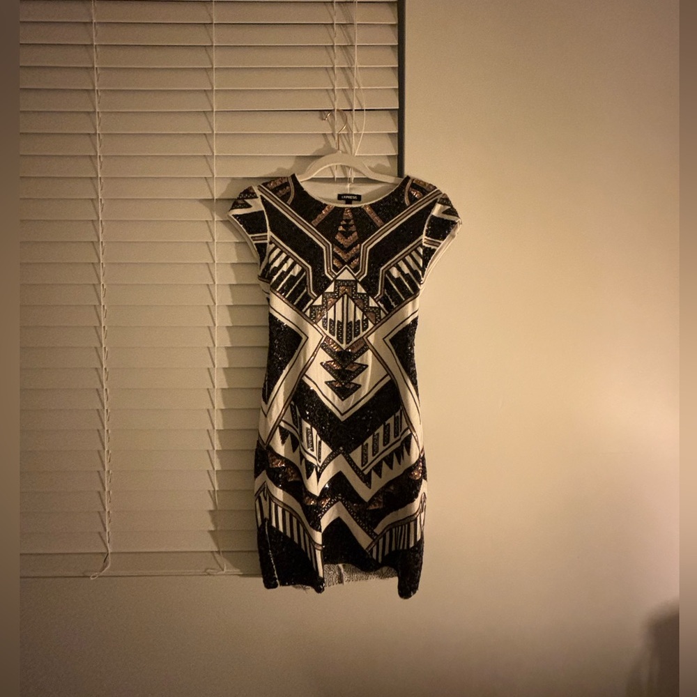 Express Black and White Mini Dress